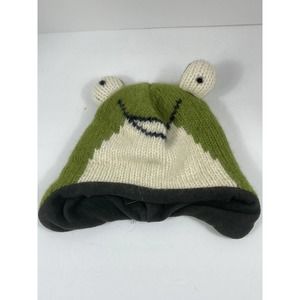 Kyieer Outerwear Kids 100% Wool Knit Frog Beanie